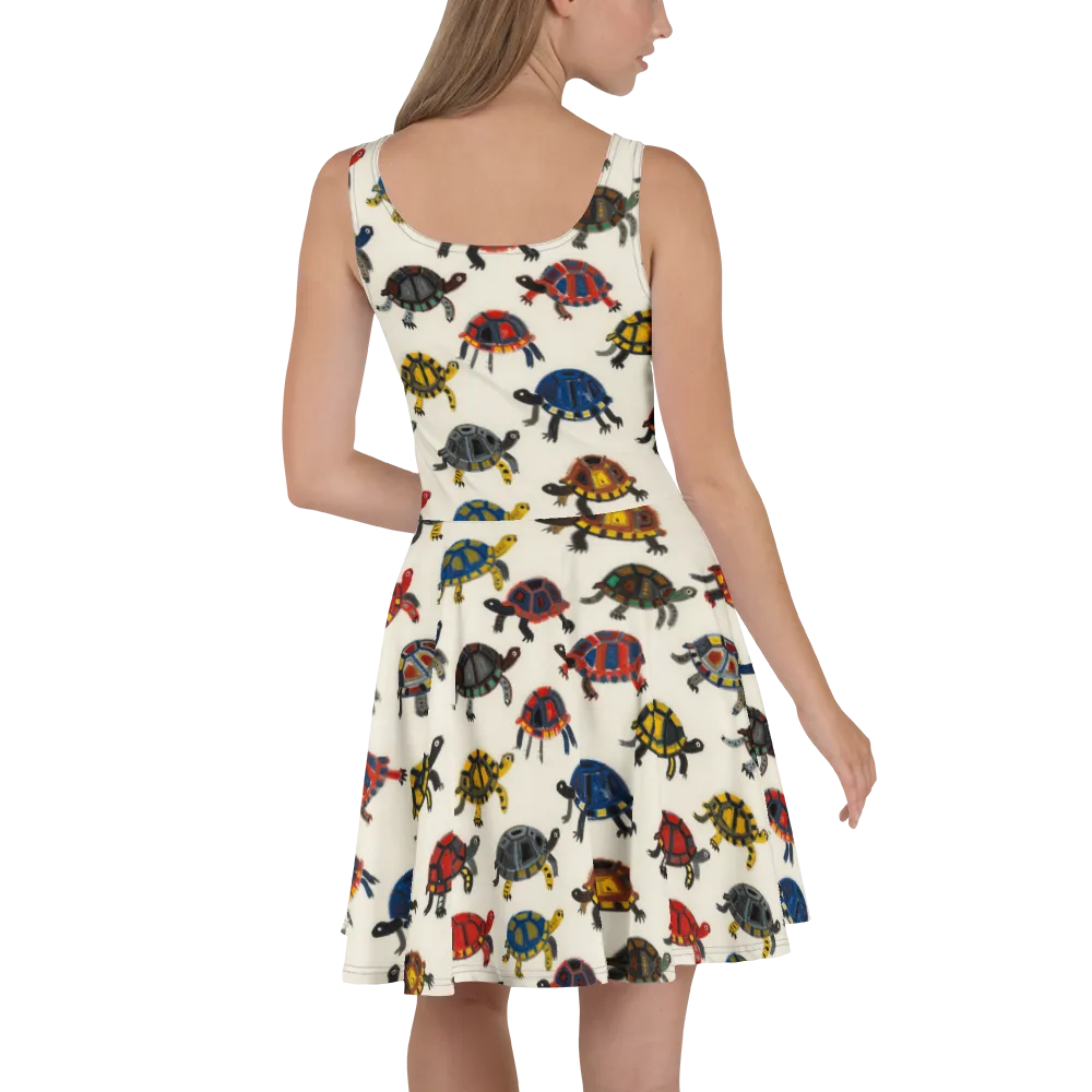 Painted Tortoises on Skater Dress — Back