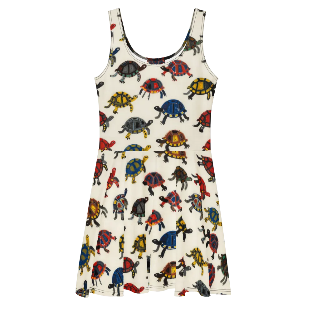 Painted Tortoises on Skater Dress — Front