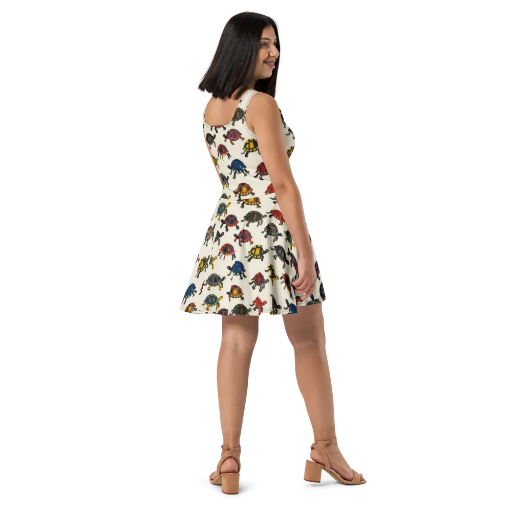 Painted Tortoises on Skater Dress — Right
