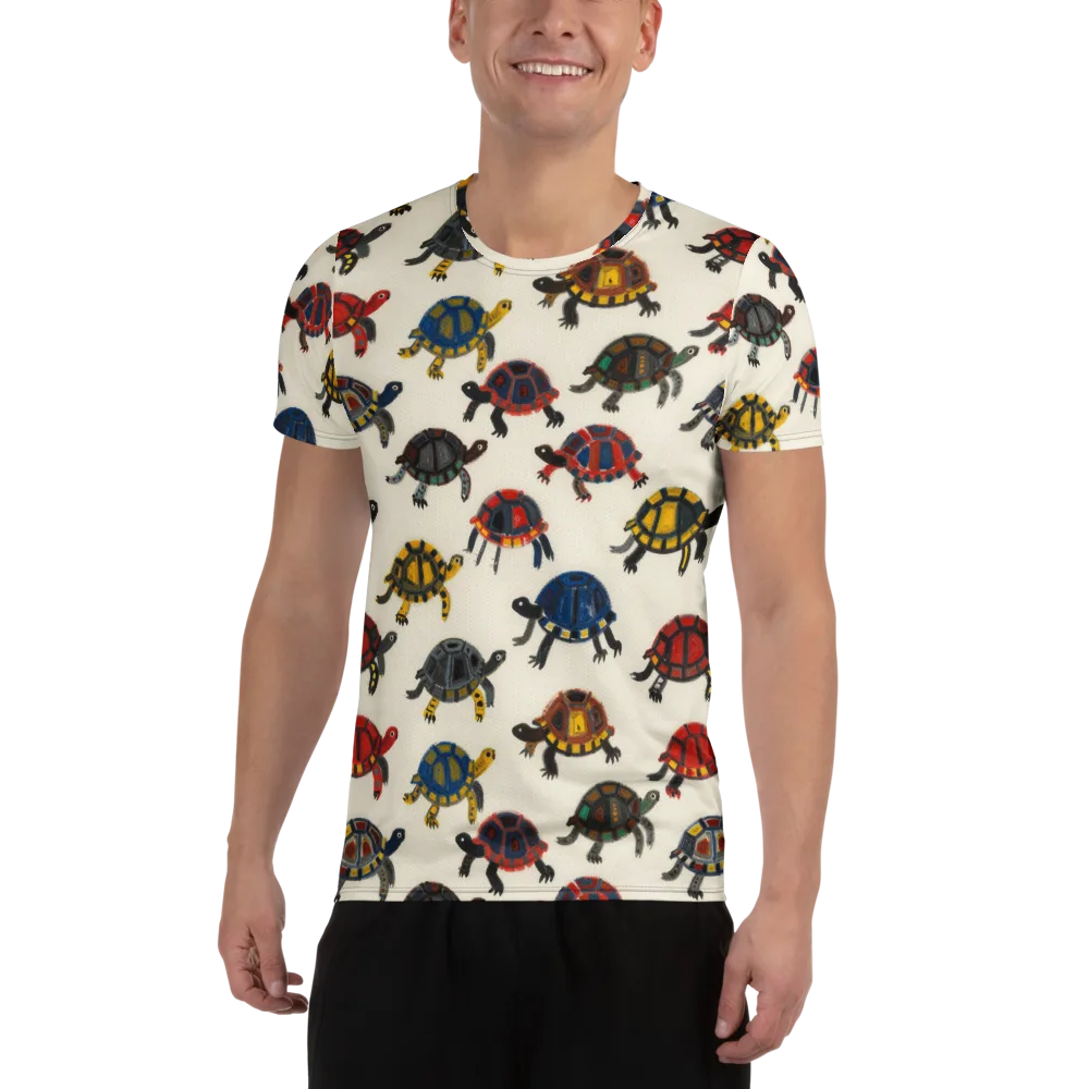 Painted Tortoises on Men's Athletic T-Shirt — Front