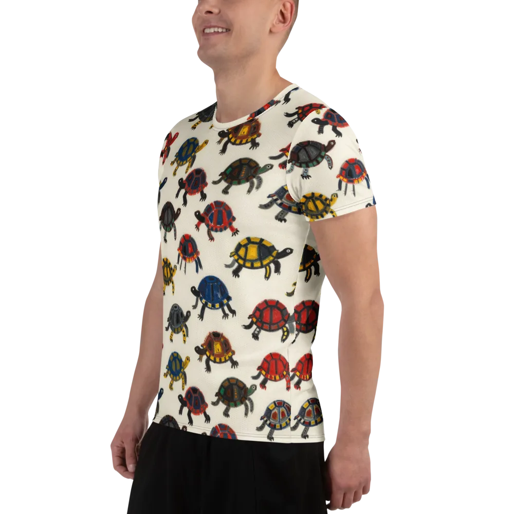 Painted Tortoises on Men's Athletic T-Shirt — Left