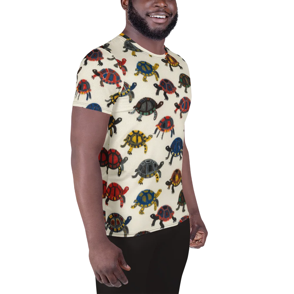 Painted Tortoises on Men's Athletic T-Shirt — Right