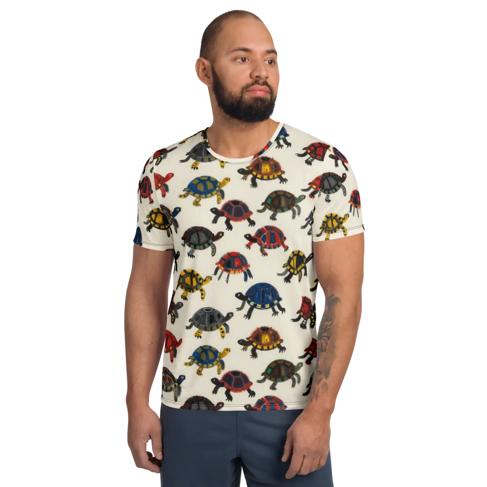 Painted Tortoises on Men's Athletic T-Shirt — Front