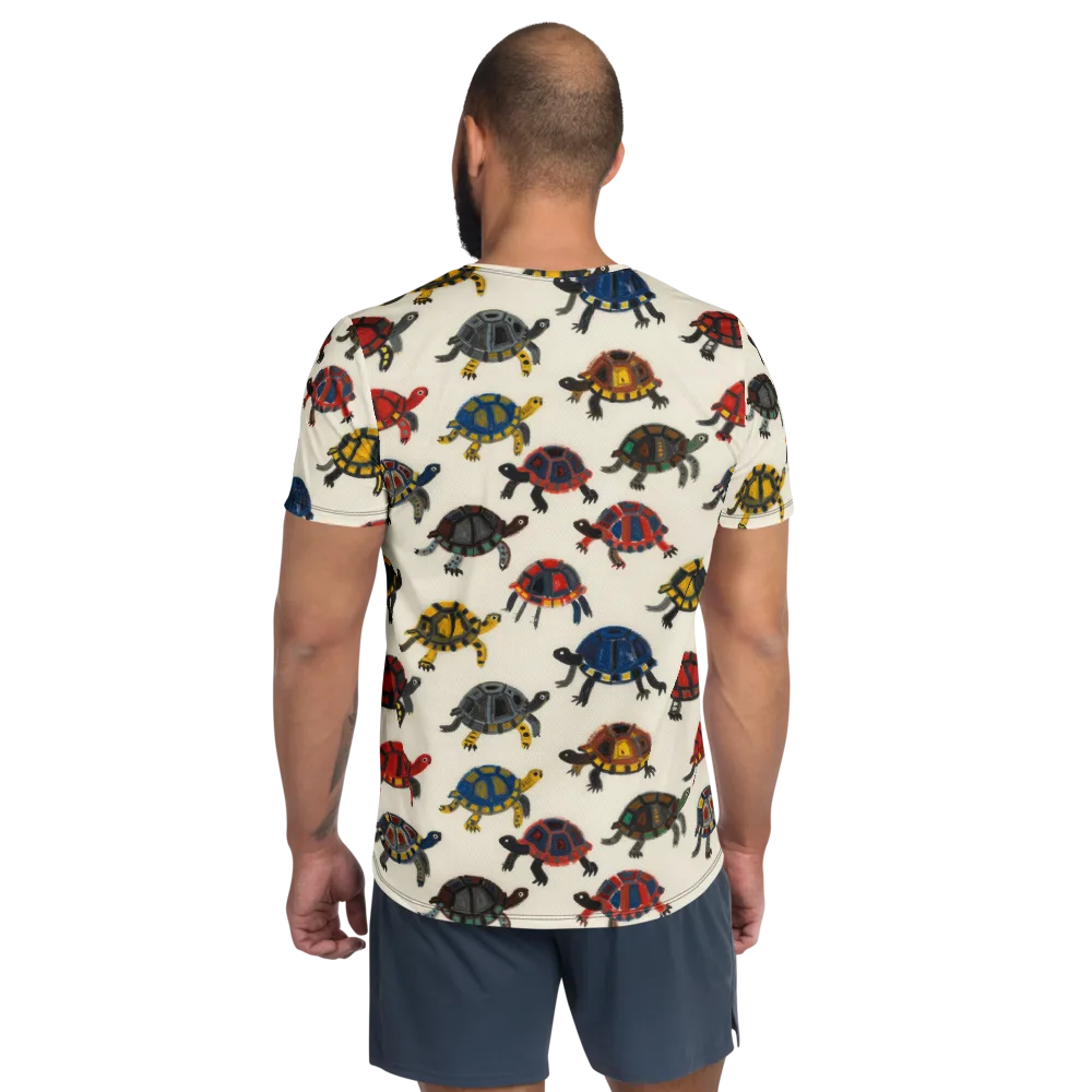 Painted Tortoises on Men's Athletic T-Shirt — Back