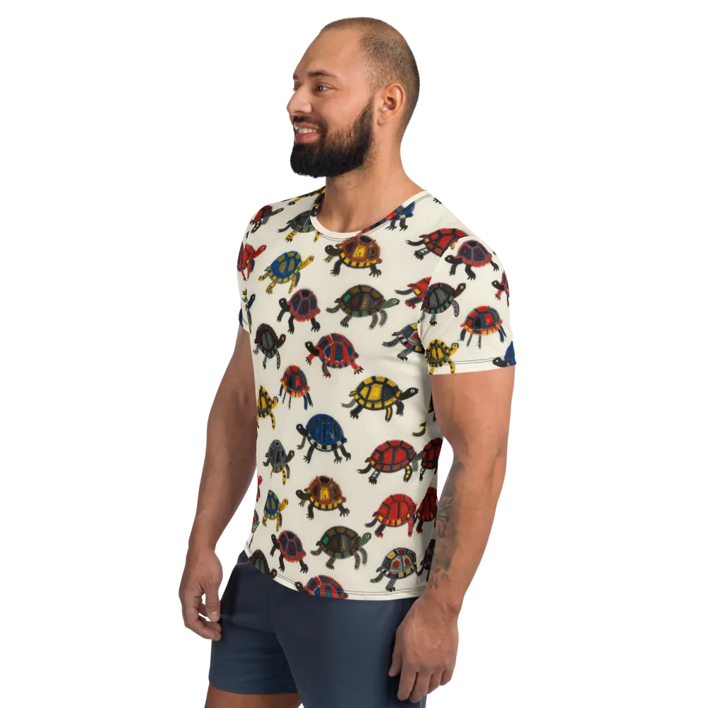 Painted Tortoises on Men's Athletic T-Shirt — Left