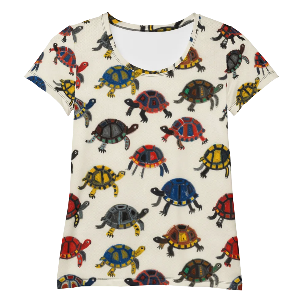 Painted Tortoises on Women's Athletic T-Shirt — Front