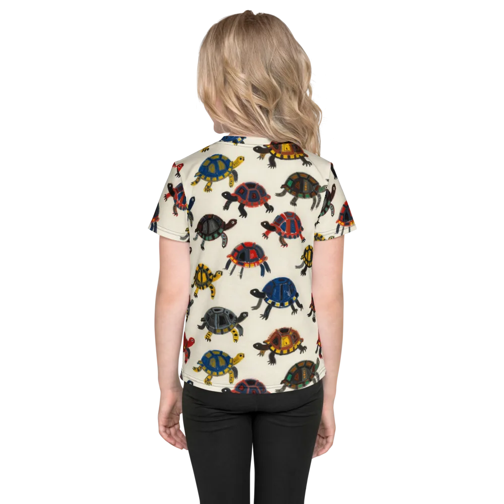 Painted Tortoises on Kids Crew Neck T-Shirt — Back
