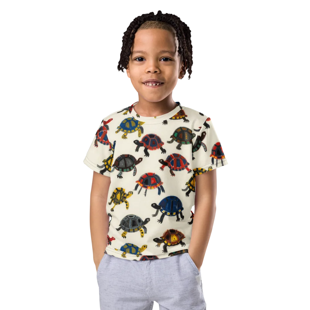 Painted Tortoises on Kids Crew Neck T-Shirt — Front