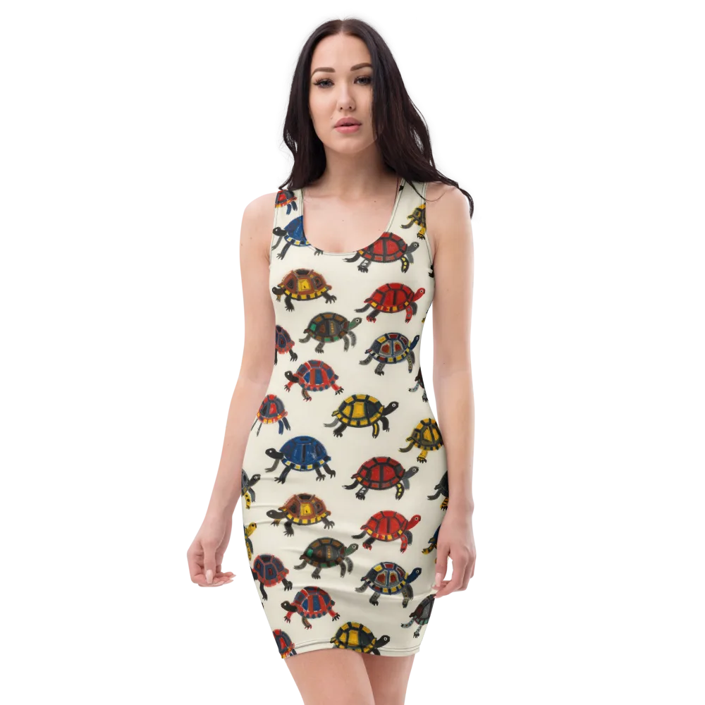 Painted Tortoises on Bodycon Dress — Front