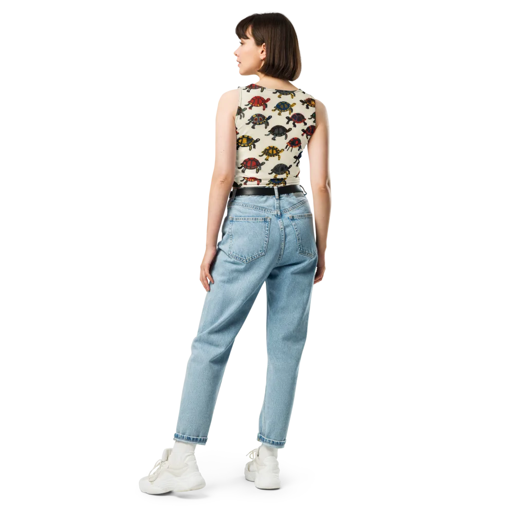 Painted Tortoises on Crop Top — Back