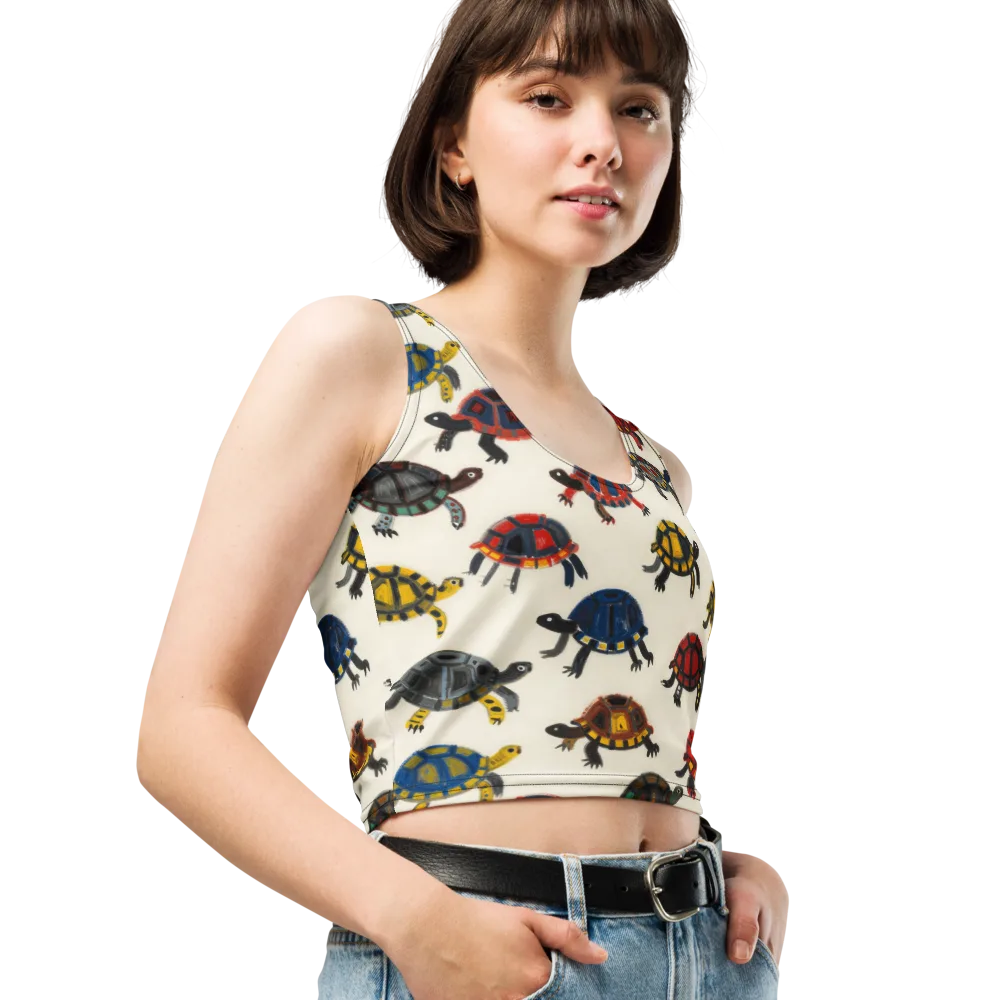 Painted Tortoises on Crop Top — Right Front