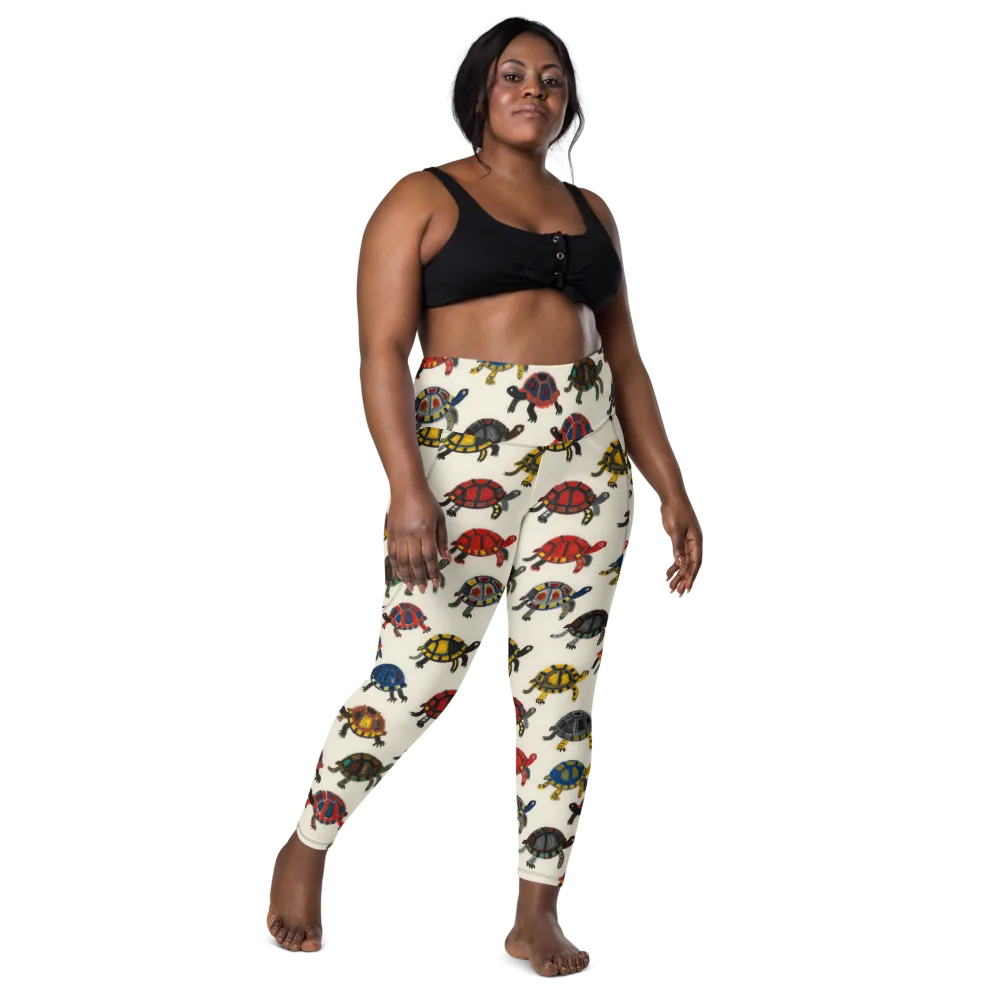 Painted Tortoises on Leggings with Pockets — Front