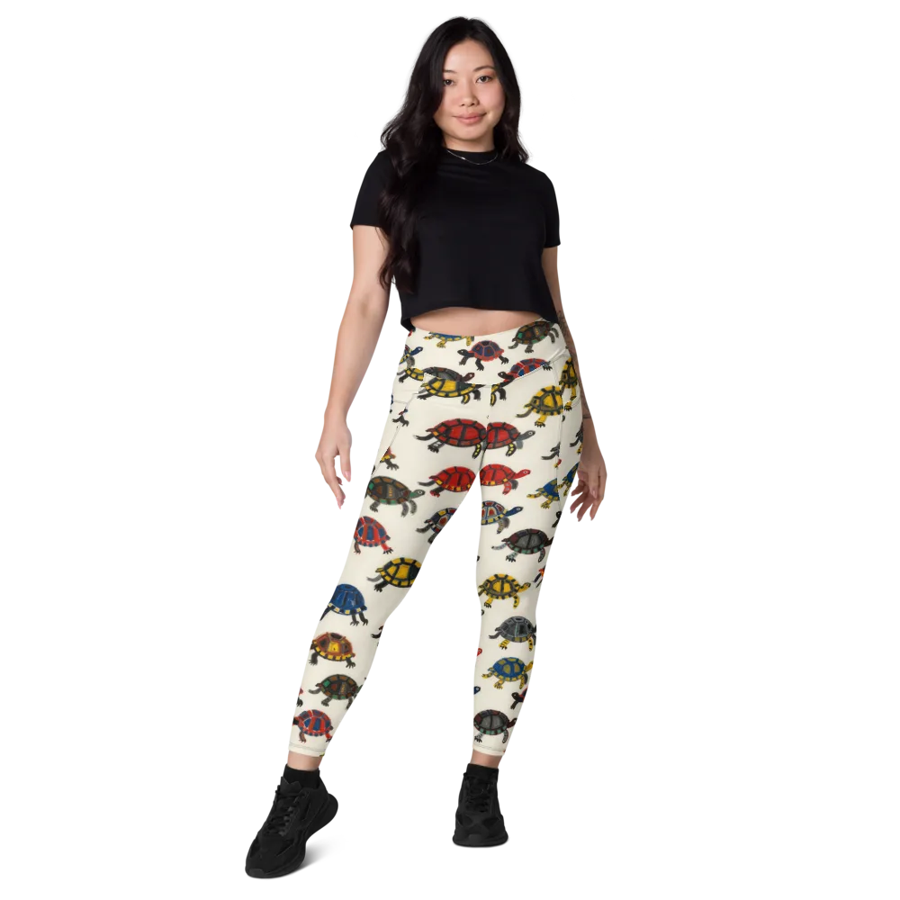 Painted Tortoises on Leggings with Pockets — Front