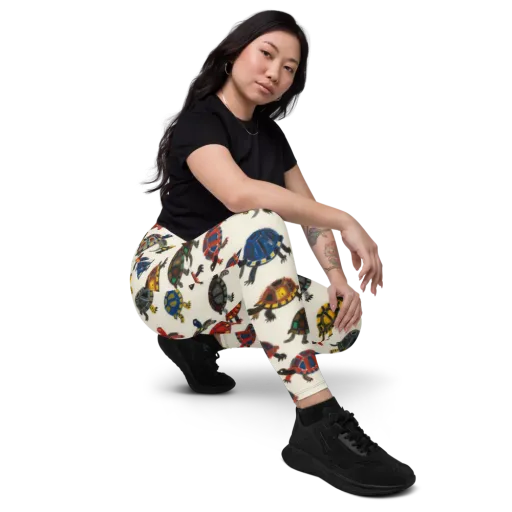 Painted Tortoises on a Leggings with Pockets