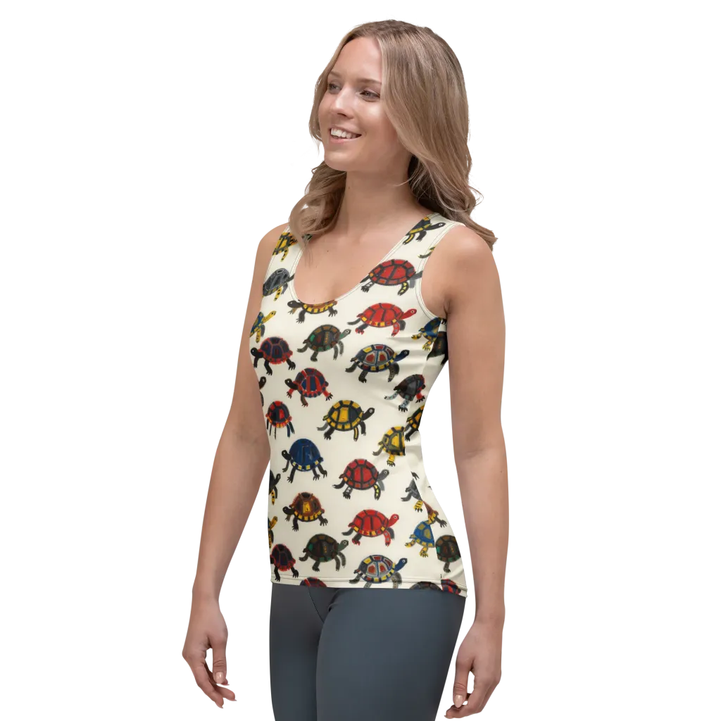 Painted Tortoises on Women's Tank Top — Left Front
