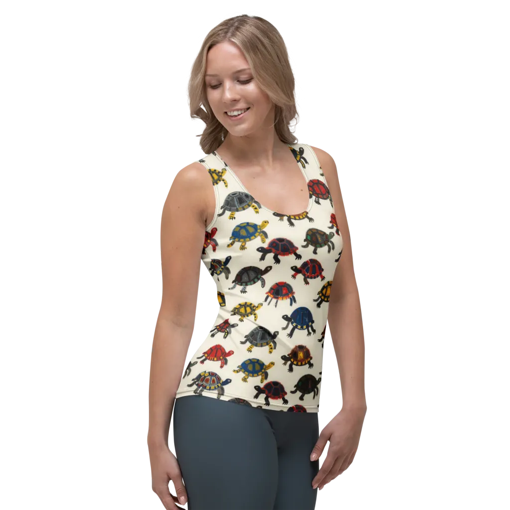 Painted Tortoises on Women's Tank Top — Right Front