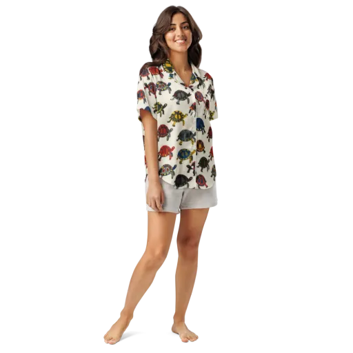 Painted Tortoises on a Women's Short Sleeve Pajama Top