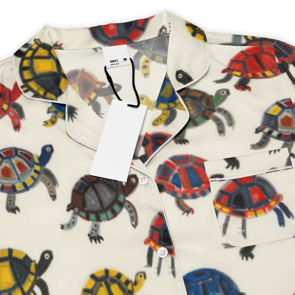 Painted Tortoises on Women's Short Sleeve Pajama Top — Product details