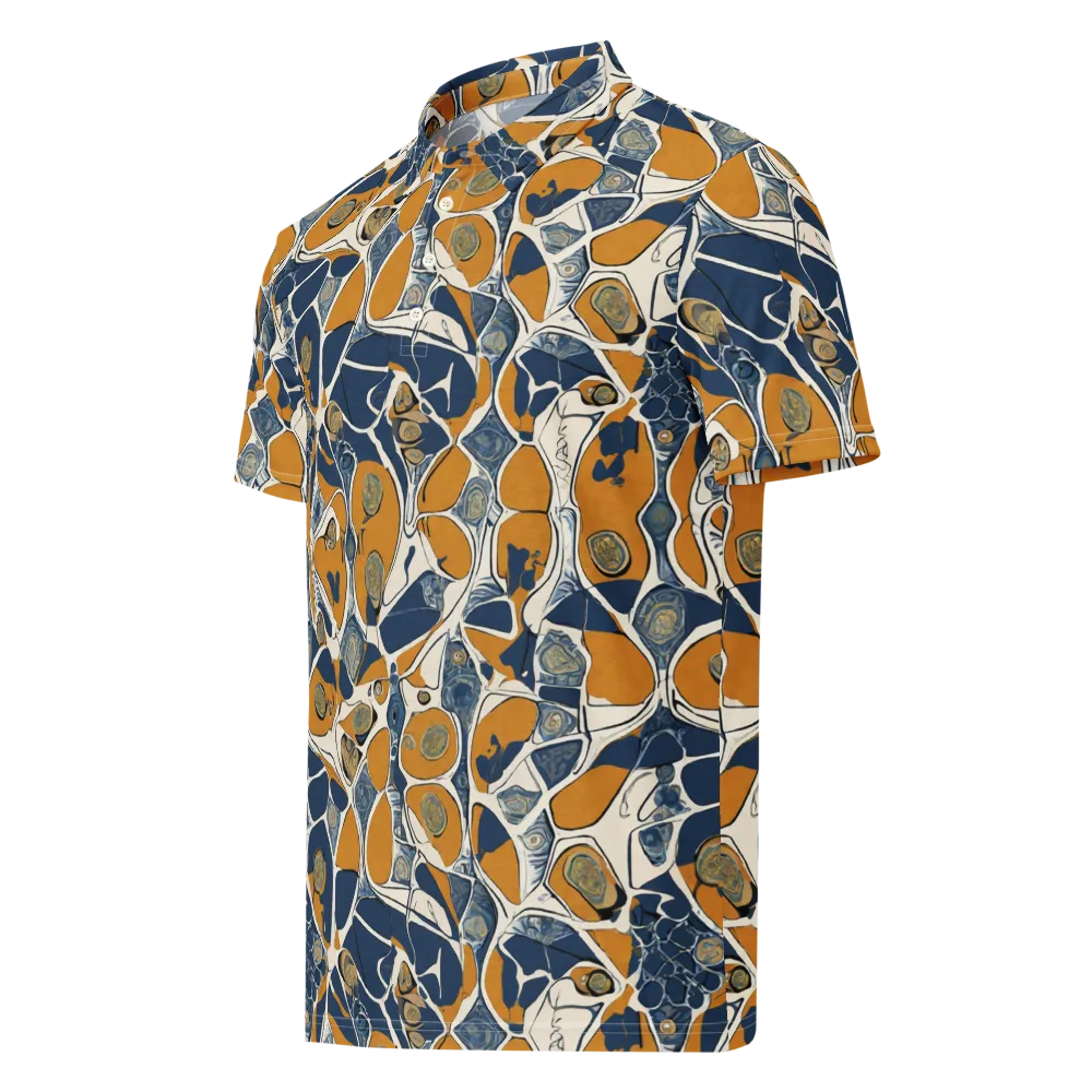 Ochre Tidepool on Men's Slim Fit Polo Shirt — Left Front