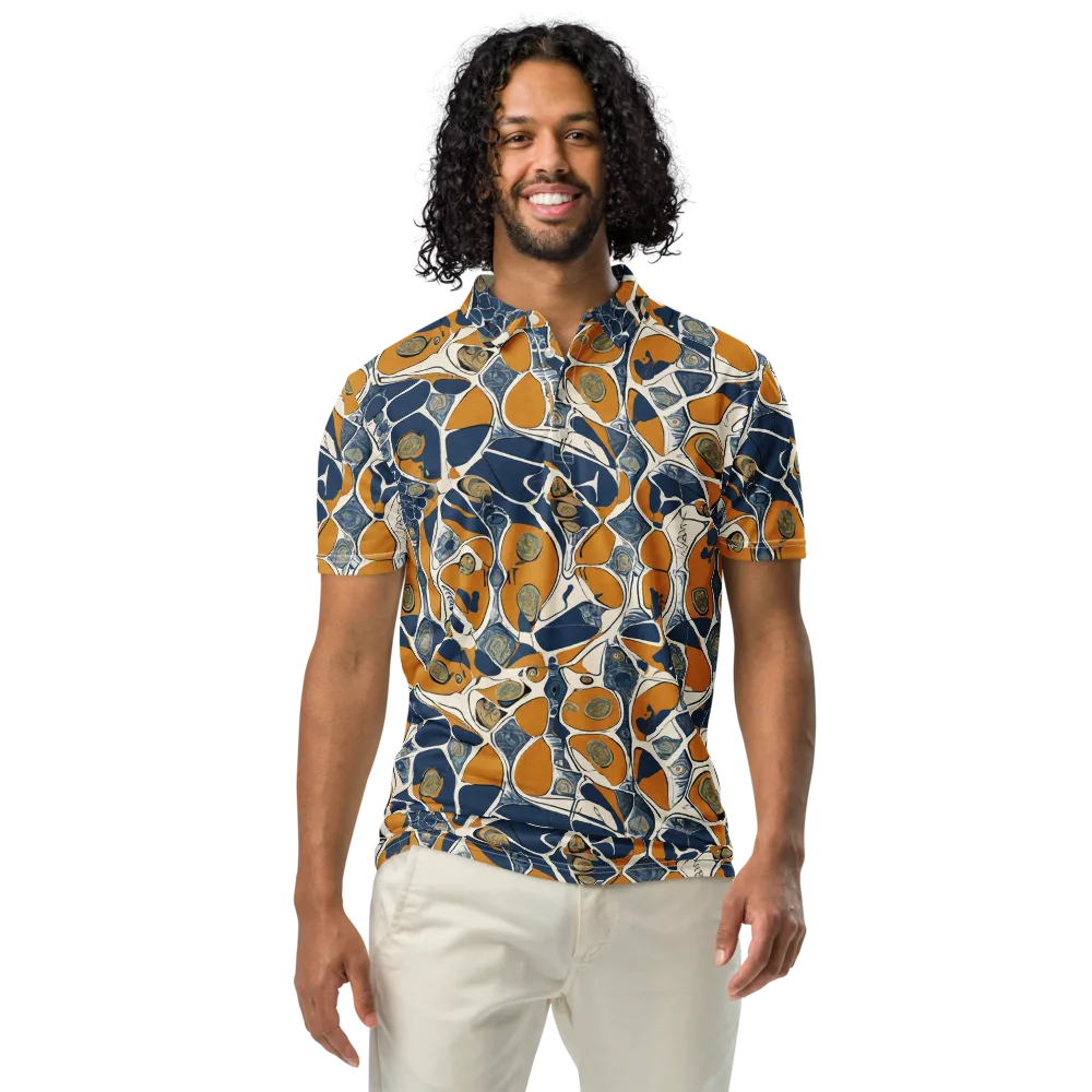 Ochre Tidepool on Men's Slim Fit Polo Shirt — Front