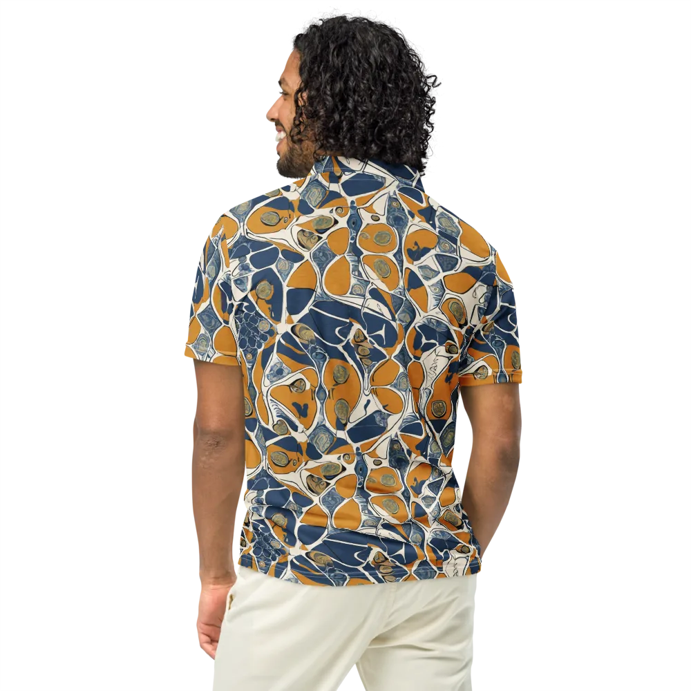 Ochre Tidepool on Men's Slim Fit Polo Shirt — Back