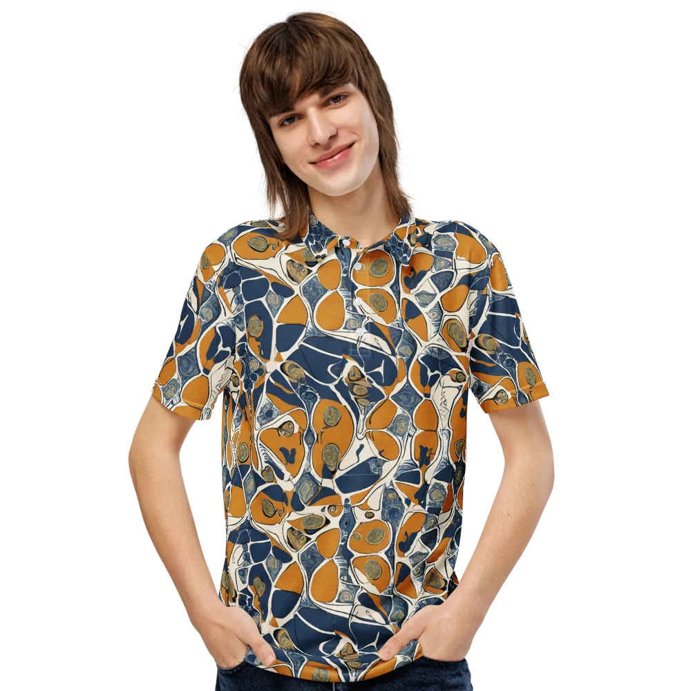 Ochre Tidepool on Men's Slim Fit Polo Shirt — Front