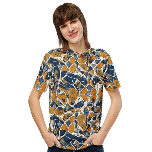 Ochre Tidepool on a Men's Slim Fit Polo Shirt