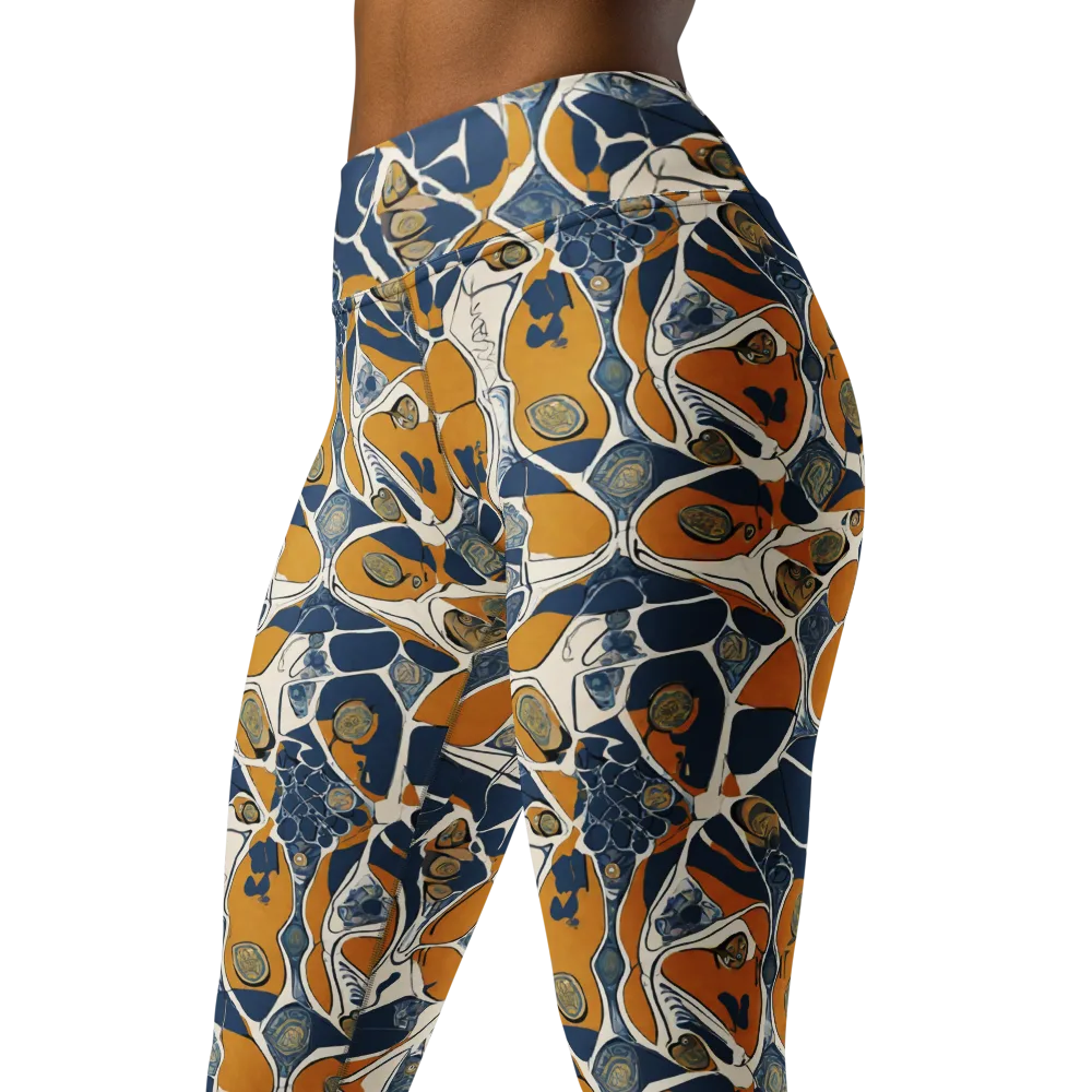 Ochre Tidepool on Yoga Leggings — Left Front