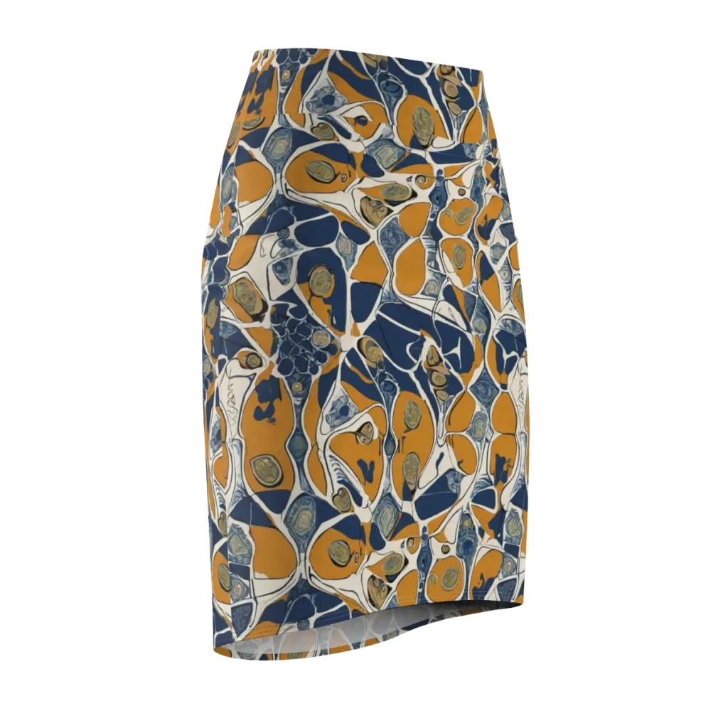 Ochre Tidepool on Pencil Skirt — Front Side