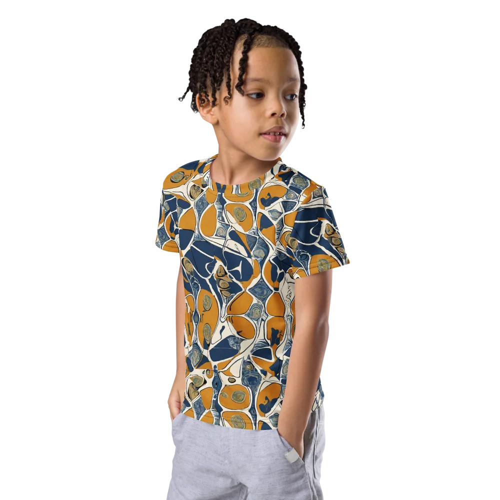 Ochre Tidepool on Kids Crew Neck T-Shirt — Left Front