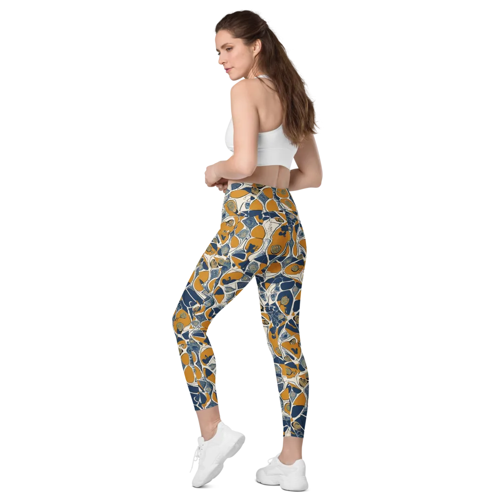 Ochre Tidepool on Leggings with Pockets — Left Back