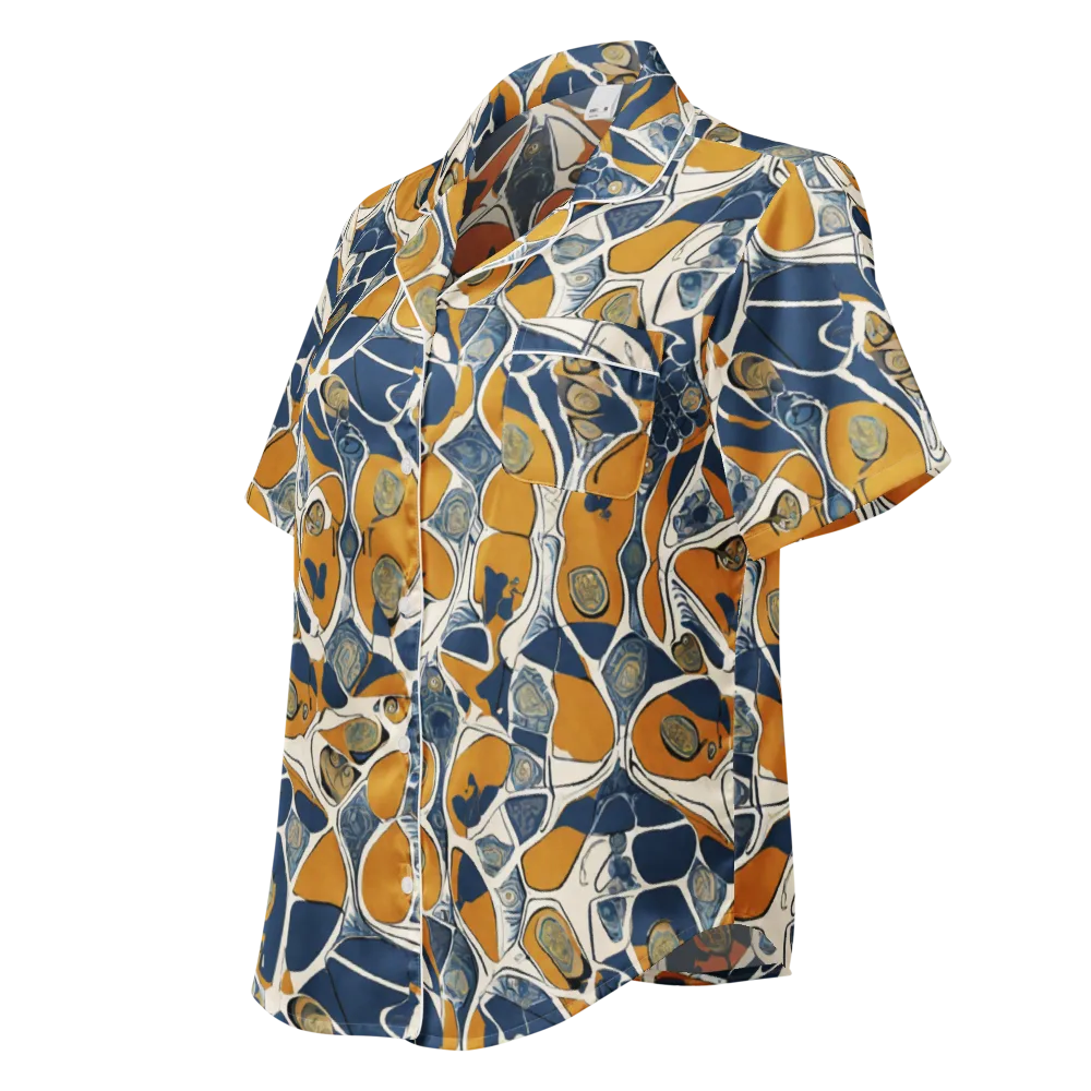 Ochre Tidepool on Women's Short Sleeve Pajama Top — Left Front