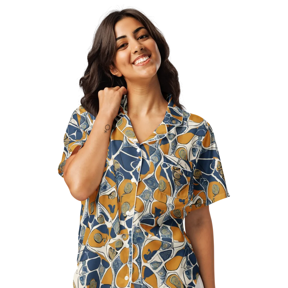 Ochre Tidepool on Women's Short Sleeve Pajama Top — Front