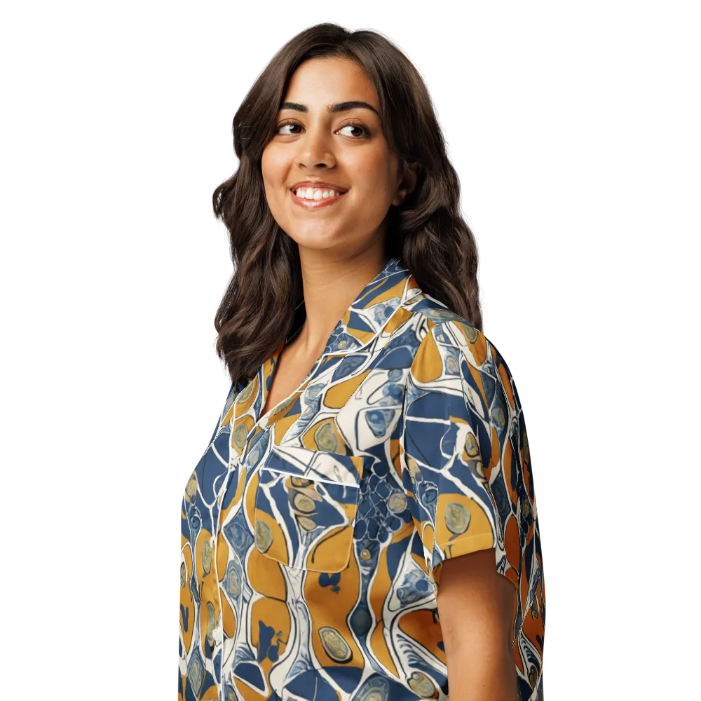 Ochre Tidepool on Women's Short Sleeve Pajama Top — Left Front
