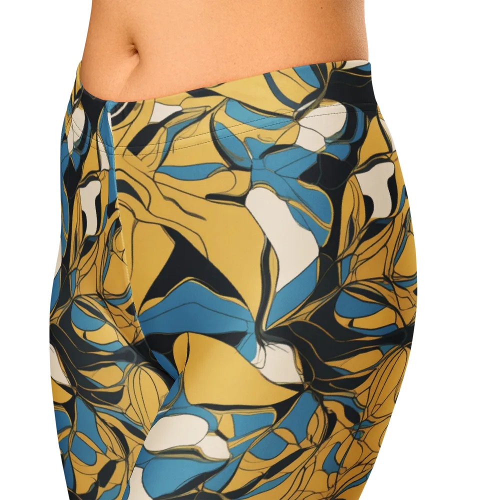 Cobalt Petal Drift on Capri Leggings — Zoomed-in
