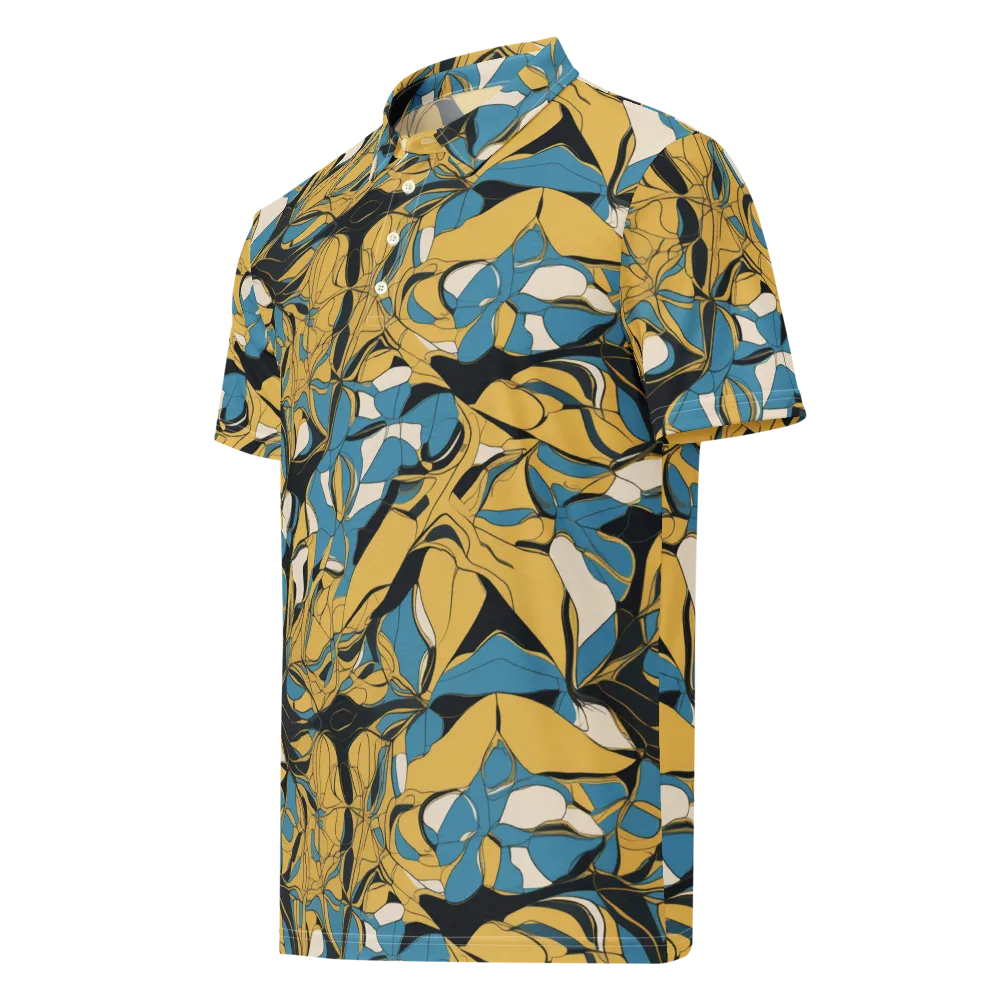 Cobalt Petal Drift on Men's Slim Fit Polo Shirt — Left Front