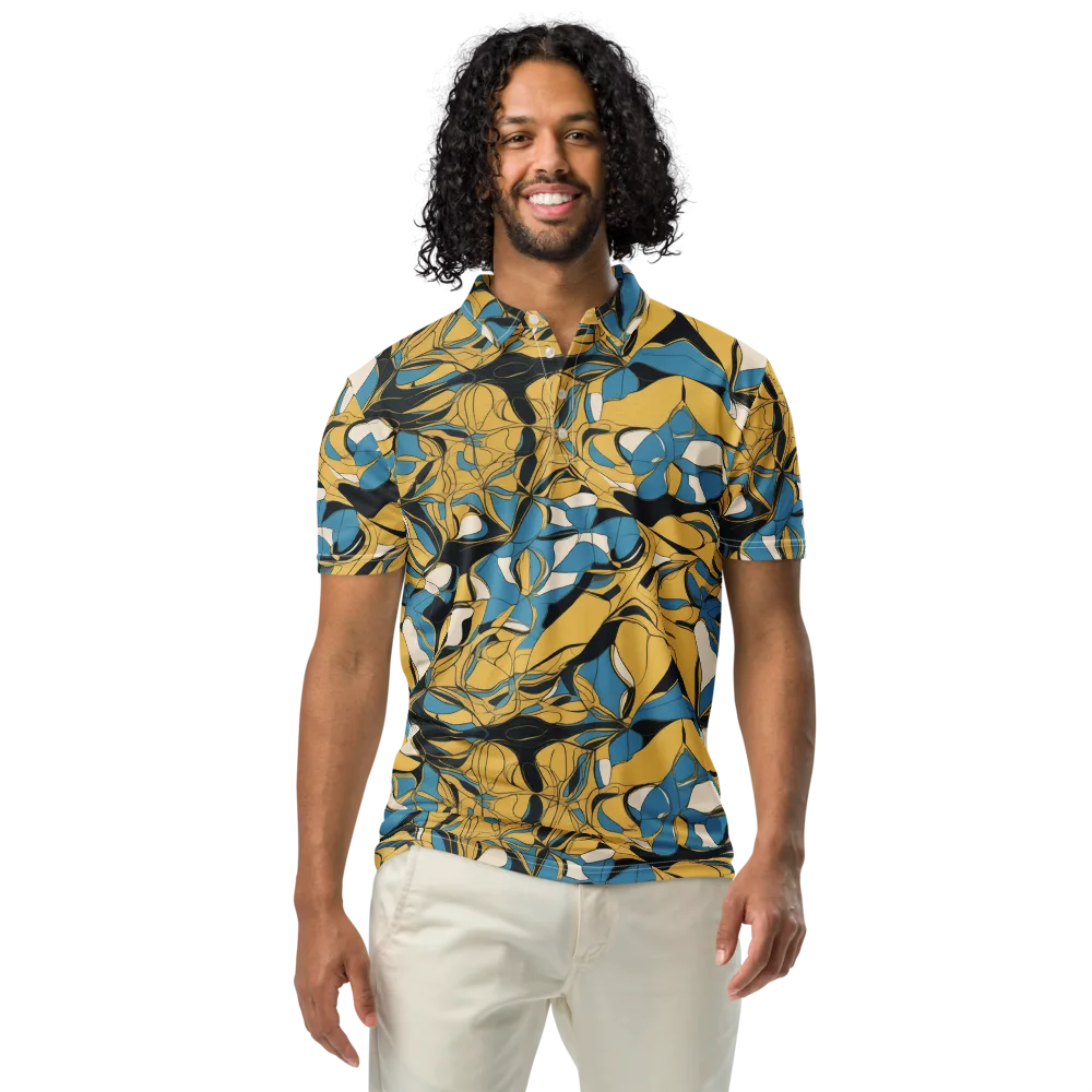 Cobalt Petal Drift on Men's Slim Fit Polo Shirt — Front