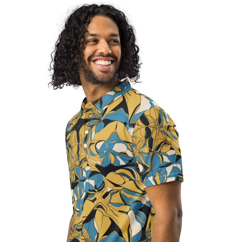 Cobalt Petal Drift on Men's Slim Fit Polo Shirt — Left Front