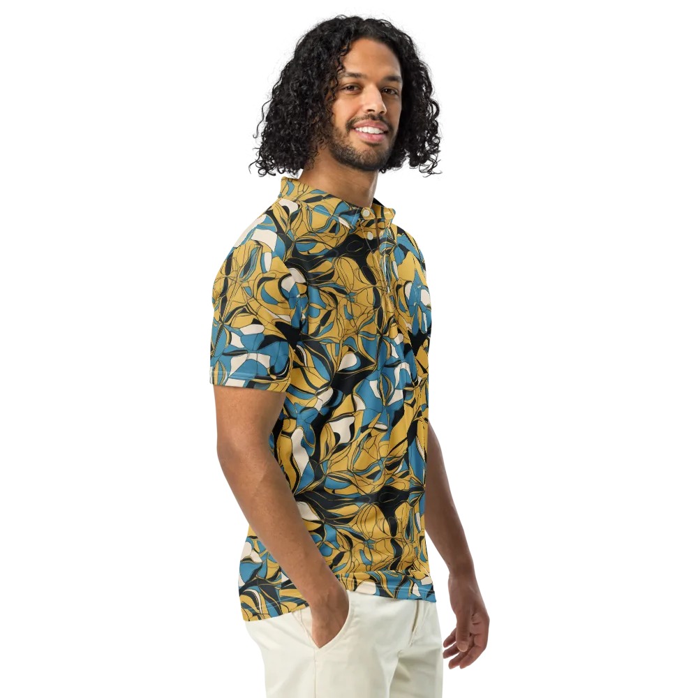 Cobalt Petal Drift on Men's Slim Fit Polo Shirt — Right Front