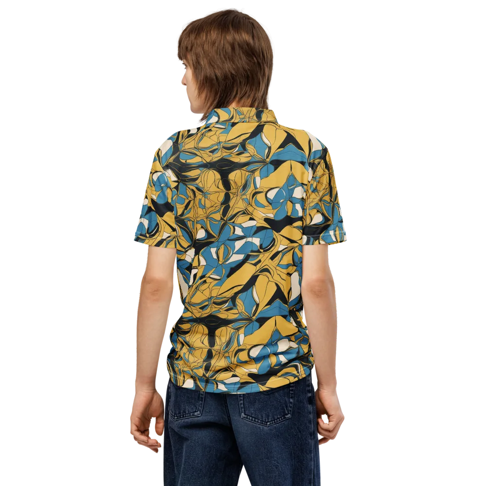 Cobalt Petal Drift on Men's Slim Fit Polo Shirt — Back
