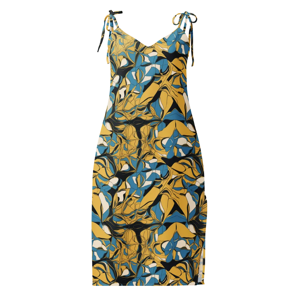 Cobalt Petal Drift on Slip Dress — Front