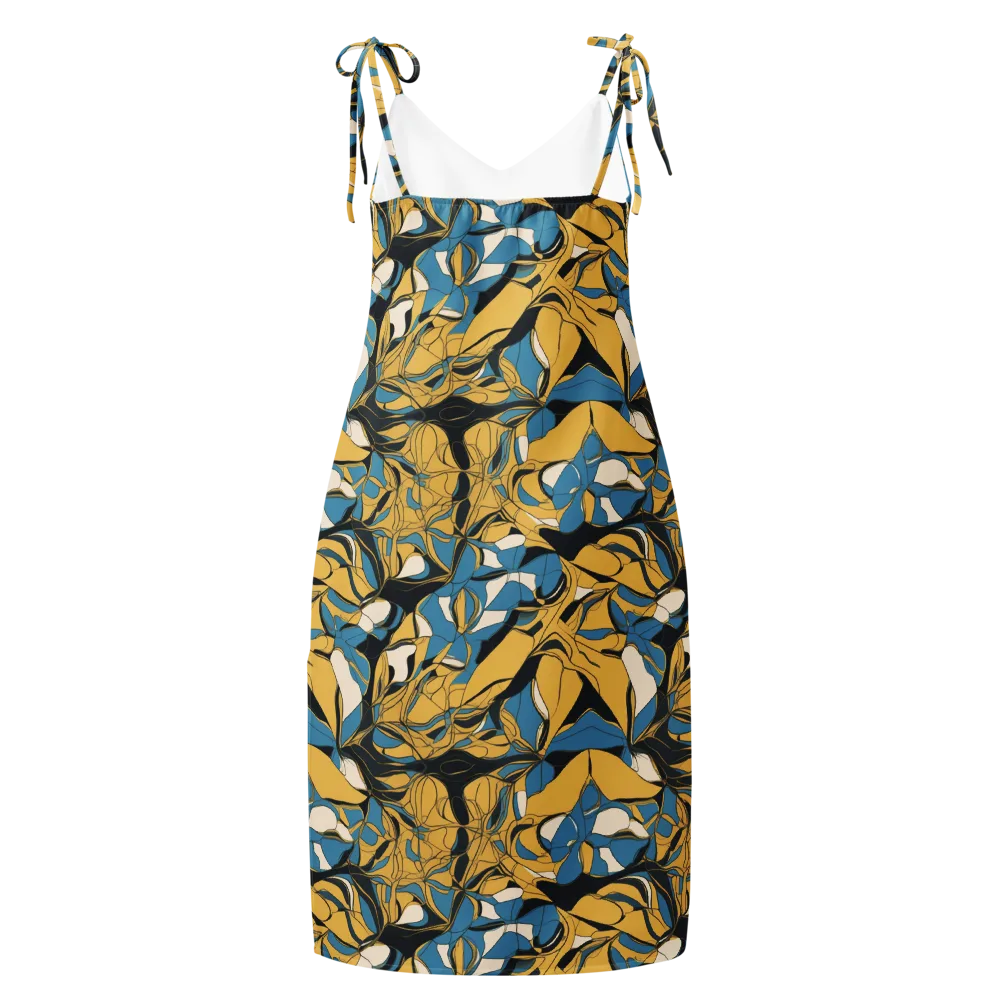 Cobalt Petal Drift on Slip Dress — Back