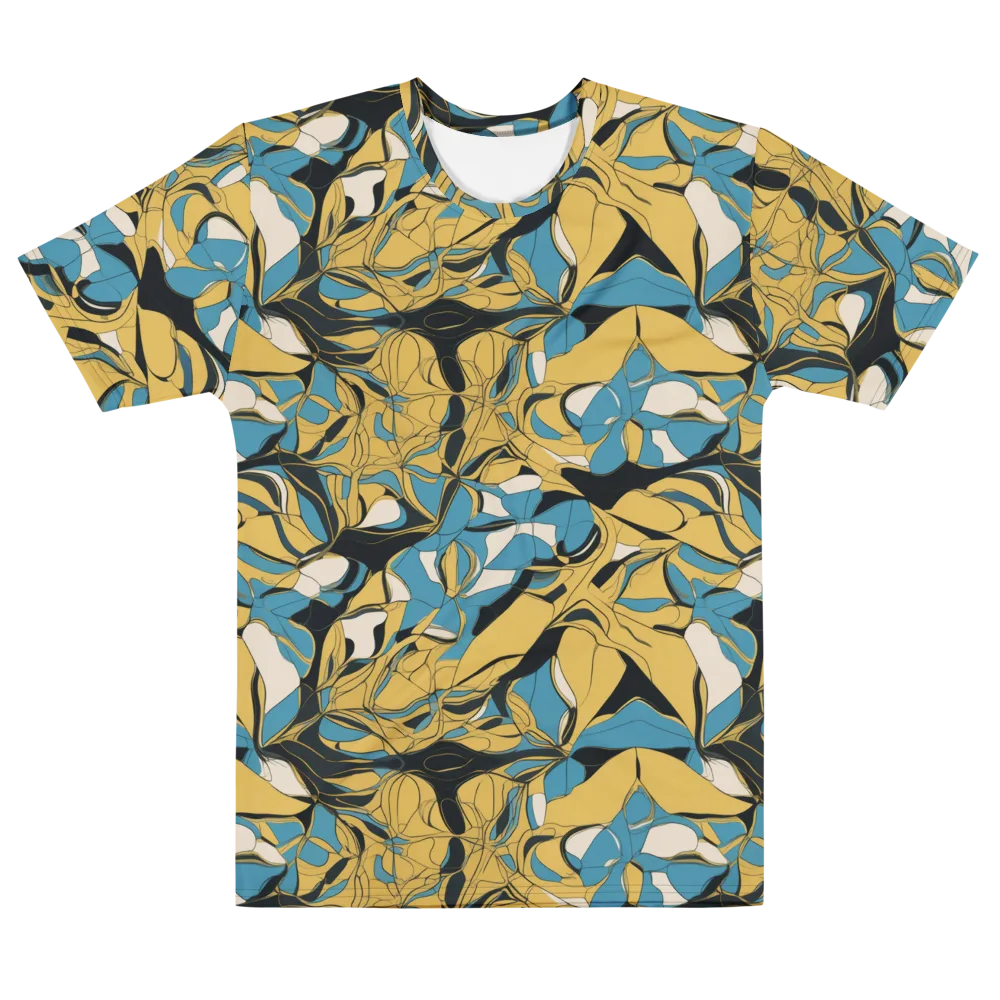 Cobalt Petal Drift on Men's Cotton Crew Neck T-Shirt — Front