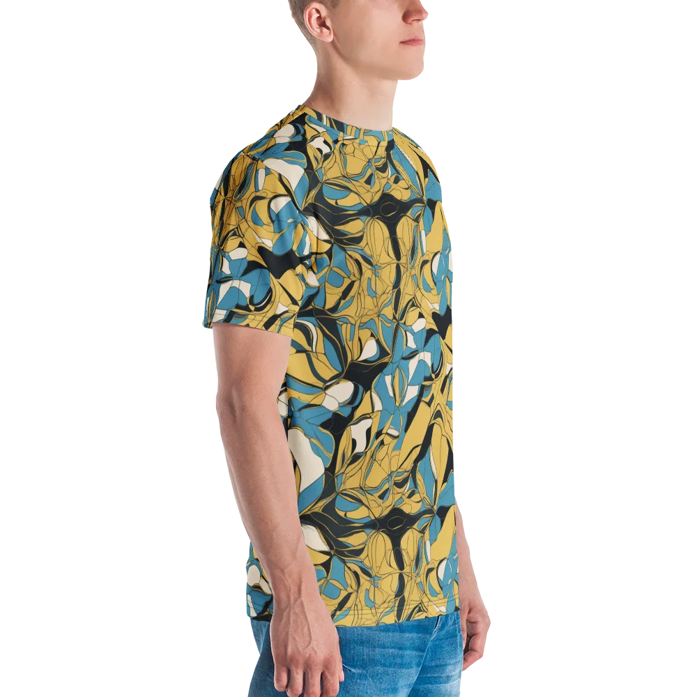 Cobalt Petal Drift on Men's Crew Neck T-Shirt — Right