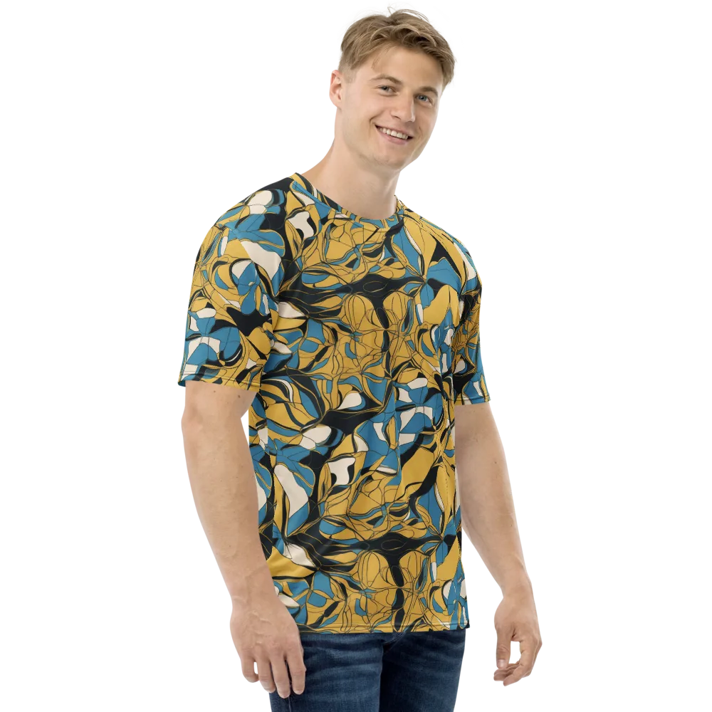 Cobalt Petal Drift on Men's Crew Neck T-Shirt — Right