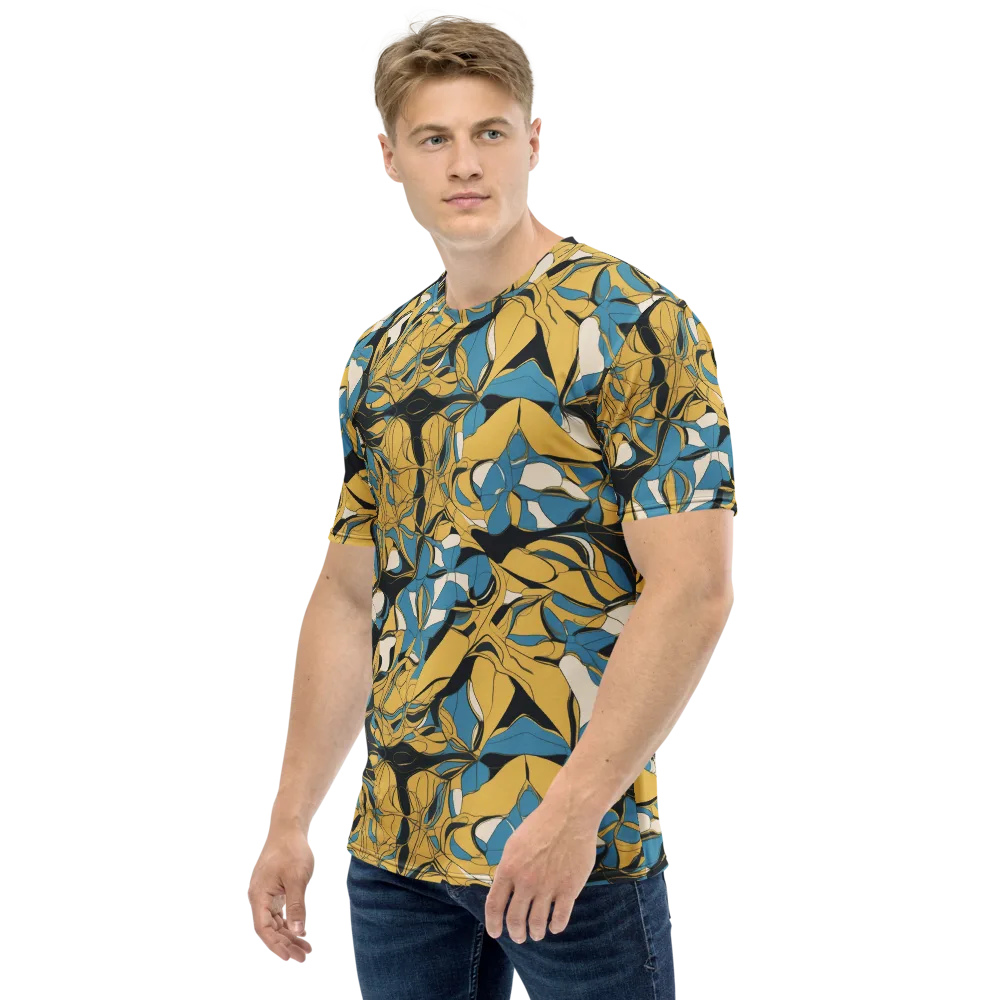 Cobalt Petal Drift on Men's Crew Neck T-Shirt — Left