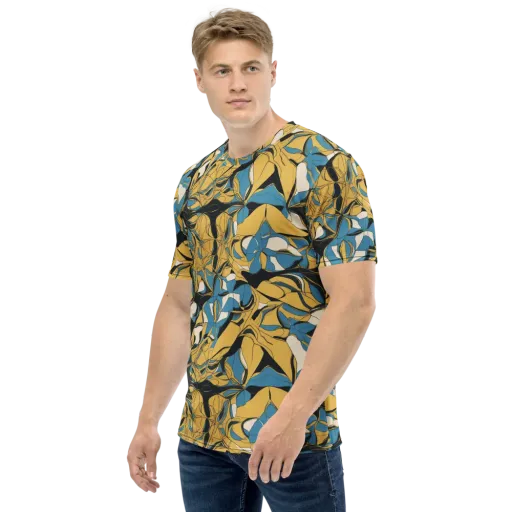 Cobalt Petal Drift on a Men's Crew Neck T-Shirt