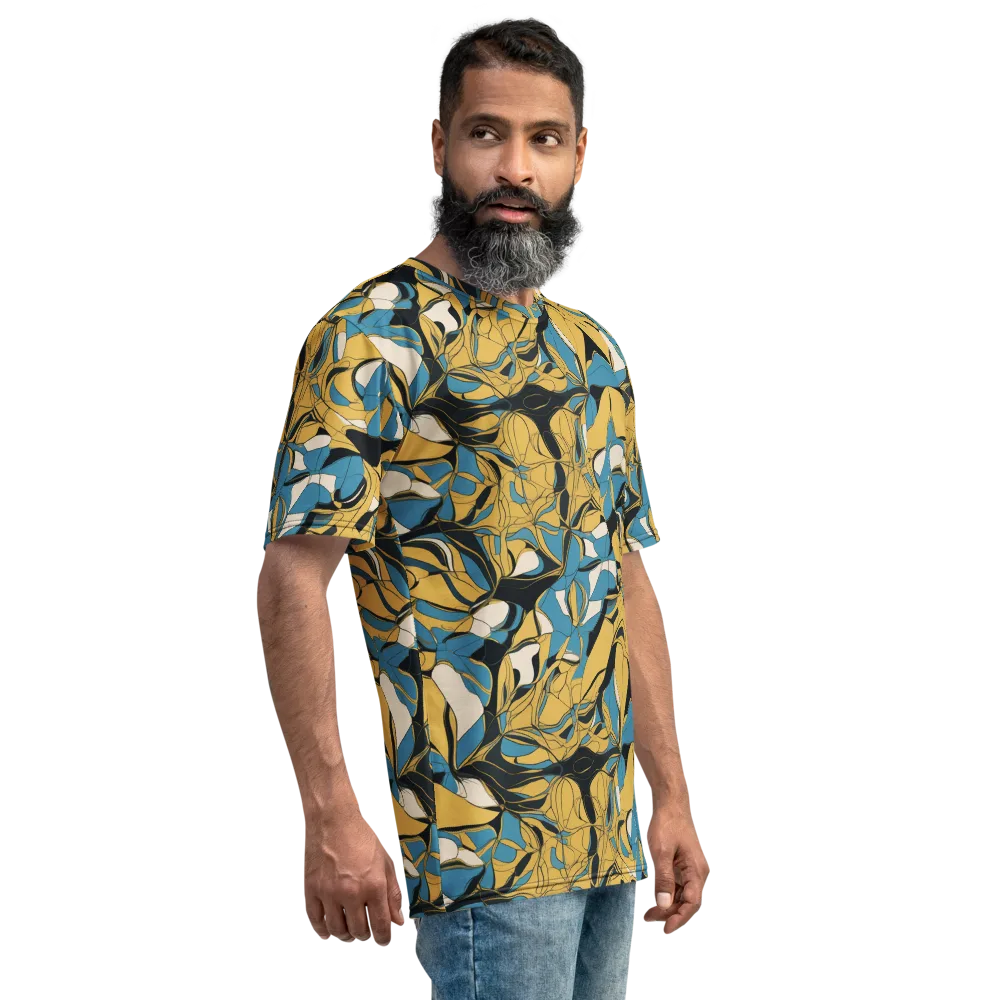 Cobalt Petal Drift on Men's Crew Neck T-Shirt — Right