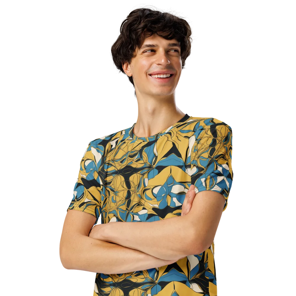 Cobalt Petal Drift on Men's Crew Neck T-Shirt — Left Front