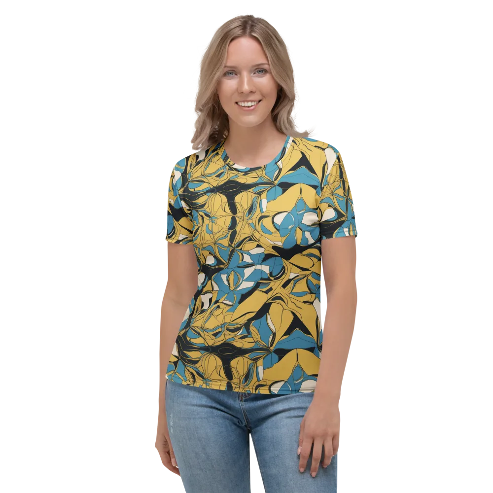 Cobalt Petal Drift on Women's Crew Neck T-Shirt — Front